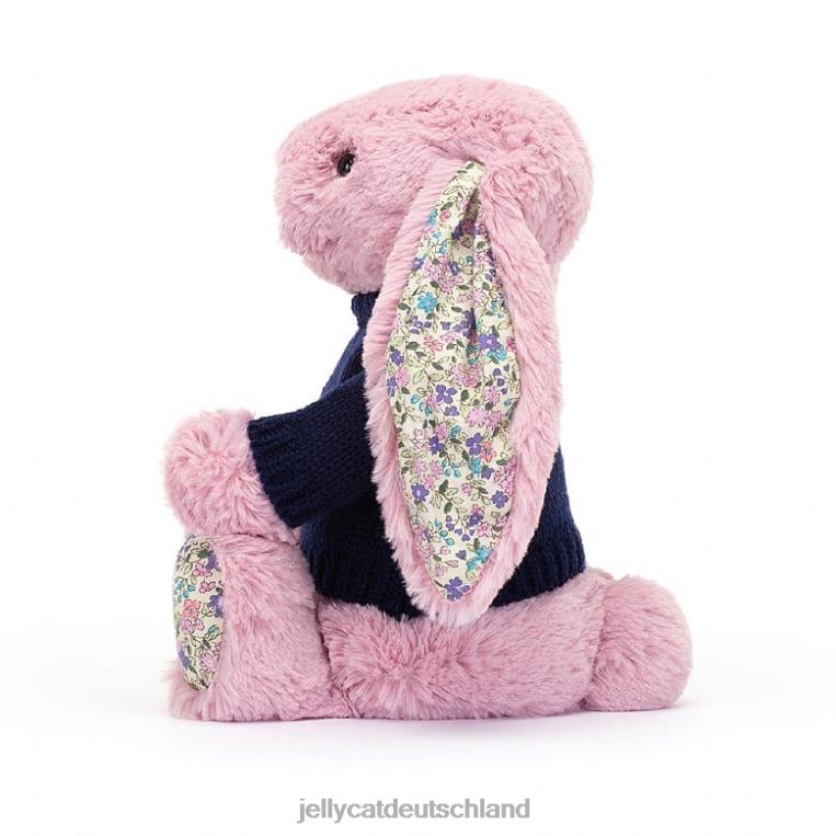 Jellycat Blütentulpenhase mit personalisiertem marineblauem Pullover in Rosa Spielzeug Z8424466