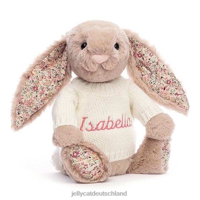 Jellycat Blossom Bea Hase mit personalisiertem cremefarbenen Pullover in Beige Spielzeug Z8424160