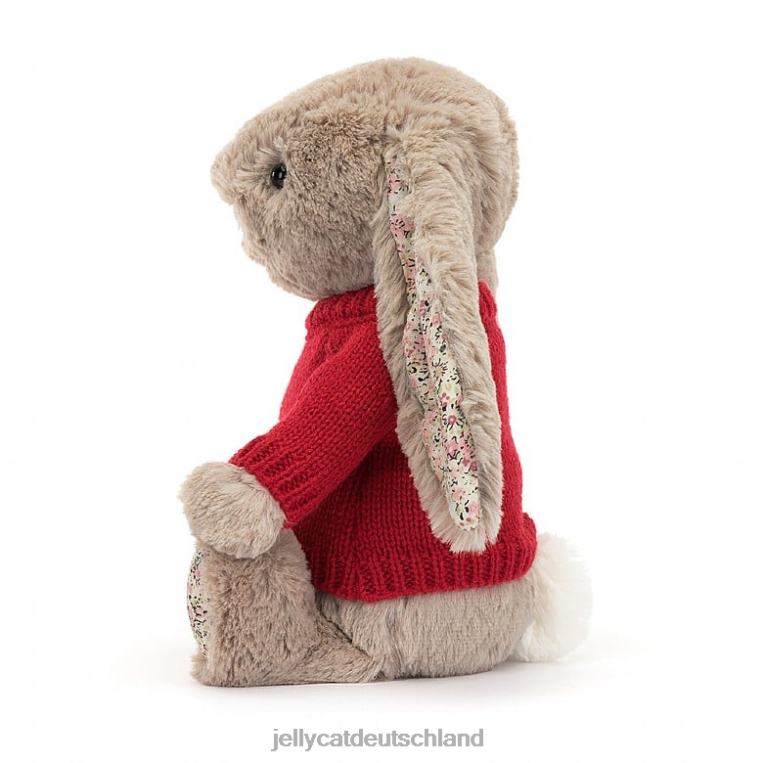 Jellycat Blossom Bea Hase mit personalisiertem roten Pullover beige Spielzeug Z8424334