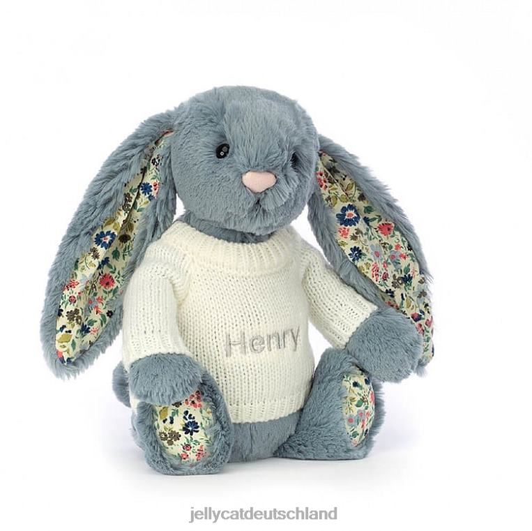 Jellycat Blossom Dusky mit personalisiertem cremefarbenen Pullover in Blau Spielzeug Z8424331