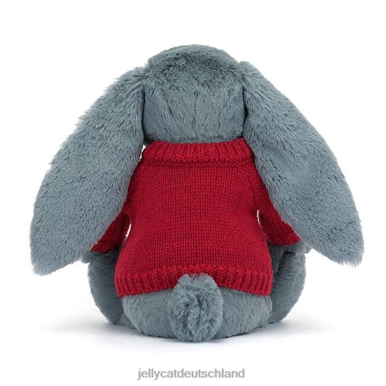 Jellycat Blossom düsterer Hase mit personalisiertem roten Pullover blau Spielzeug Z8424474