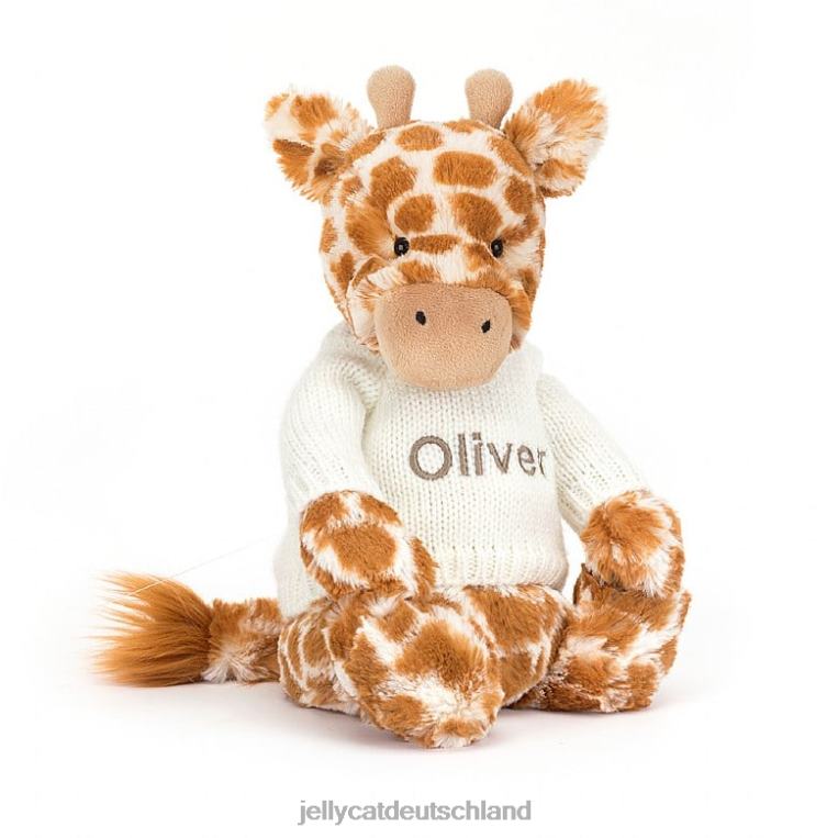 Jellycat schüchterne Giraffe mit personalisiertem cremefarbenen Pullover in Orange Spielzeug Z8424240