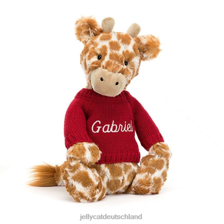 Jellycat schüchterne Giraffe mit personalisiertem roten Pullover in Orange Spielzeug Z8424224
