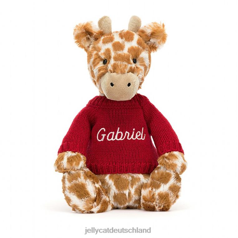 Jellycat schüchterne Giraffe mit personalisiertem roten Pullover in Orange Spielzeug Z8424224
