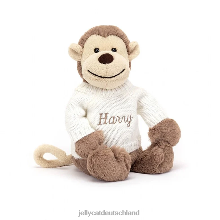 Jellycat schüchterner Affe mit personalisiertem cremefarbenen Pullover braun Spielzeug Z8424191
