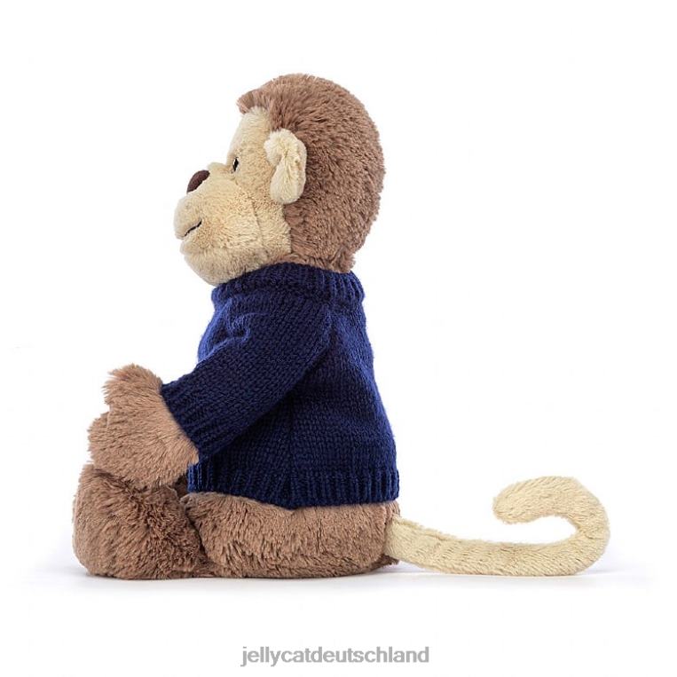 Jellycat schüchterner Affe mit personalisiertem marineblauem Pullover braun Spielzeug Z8424192