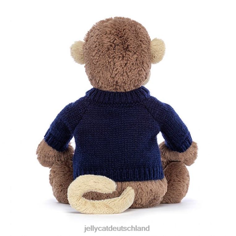 Jellycat schüchterner Affe mit personalisiertem marineblauem Pullover braun Spielzeug Z8424192