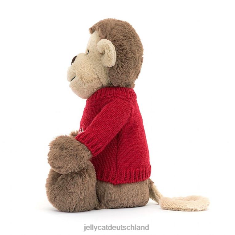 Jellycat schüchterner Affe mit personalisiertem roten Pullover braun Spielzeug Z8424189