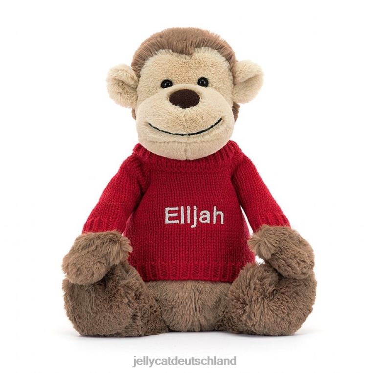 Jellycat schüchterner Affe mit personalisiertem roten Pullover braun Spielzeug Z8424189