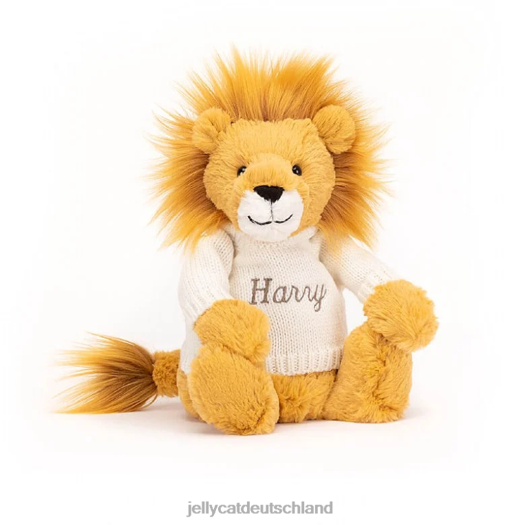 Jellycat schüchterner Löwe mit personalisiertem cremefarbenen Pullover in Gelb Spielzeug Z8424539