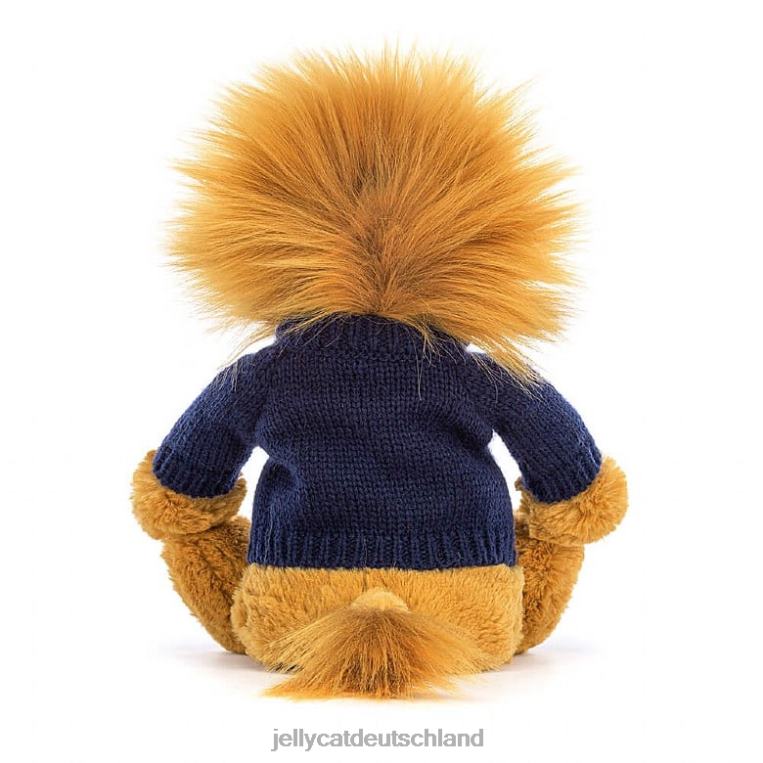 Jellycat schüchterner Löwe mit personalisiertem marineblauem Pullovergelb Spielzeug Z8424534