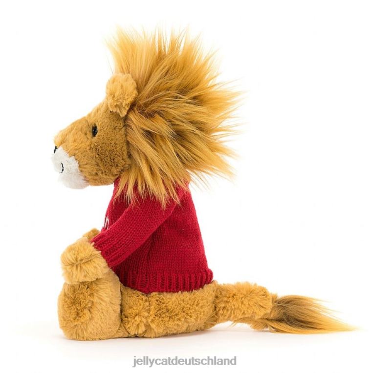 Jellycat schüchterner Löwe mit personalisiertem rotem Pullovergelb Spielzeug Z8424546