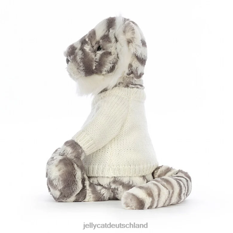 Jellycat schüchterner Schneetiger mit personalisiertem cremefarbenen Pullover in Grau und Weiß Spielzeug Z8424578