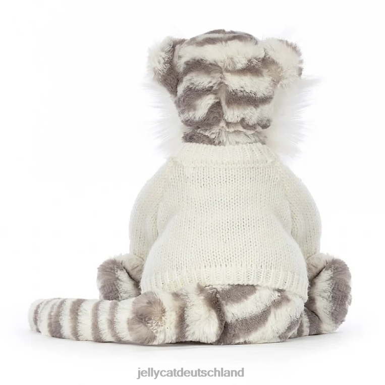 Jellycat schüchterner Schneetiger mit personalisiertem cremefarbenen Pullover in Grau und Weiß Spielzeug Z8424578