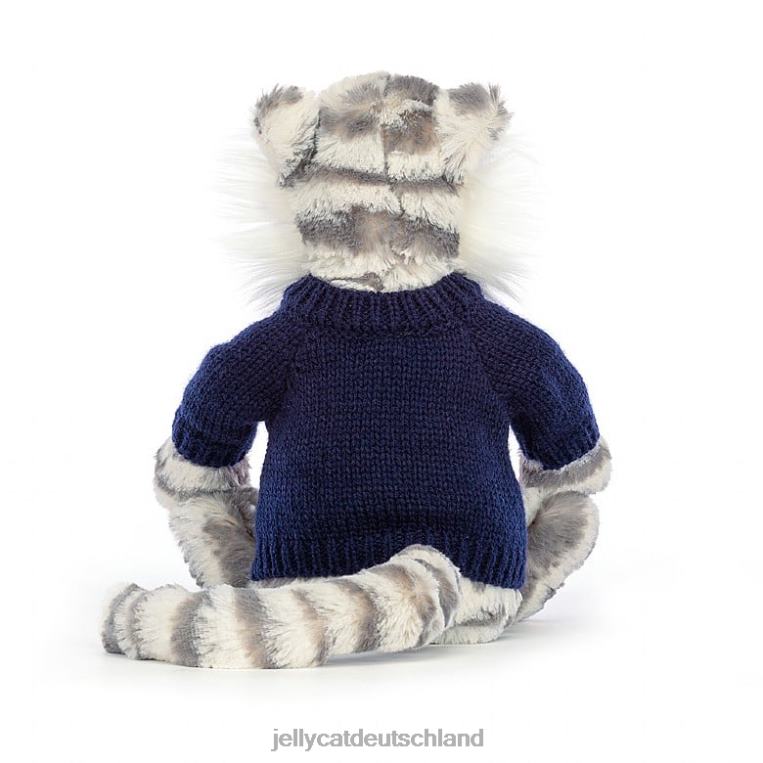 Jellycat schüchterner Schneetiger mit personalisiertem marineblauem Pullover in Grau und Weiß Spielzeug Z8424579