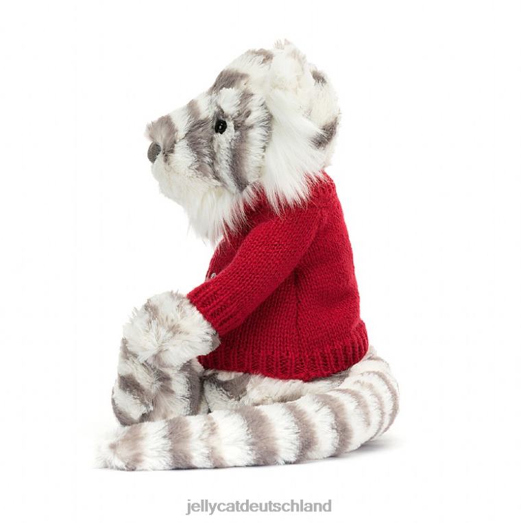 Jellycat schüchterner Schneetiger mit personalisiertem roten Pullover in Grau und Weiß Spielzeug Z8424581