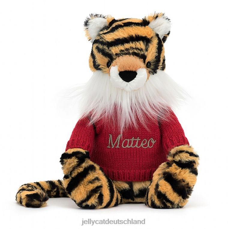 Jellycat schüchterner Tiger mit personalisiertem roten Pullover mehrfarbig Spielzeug Z8424313