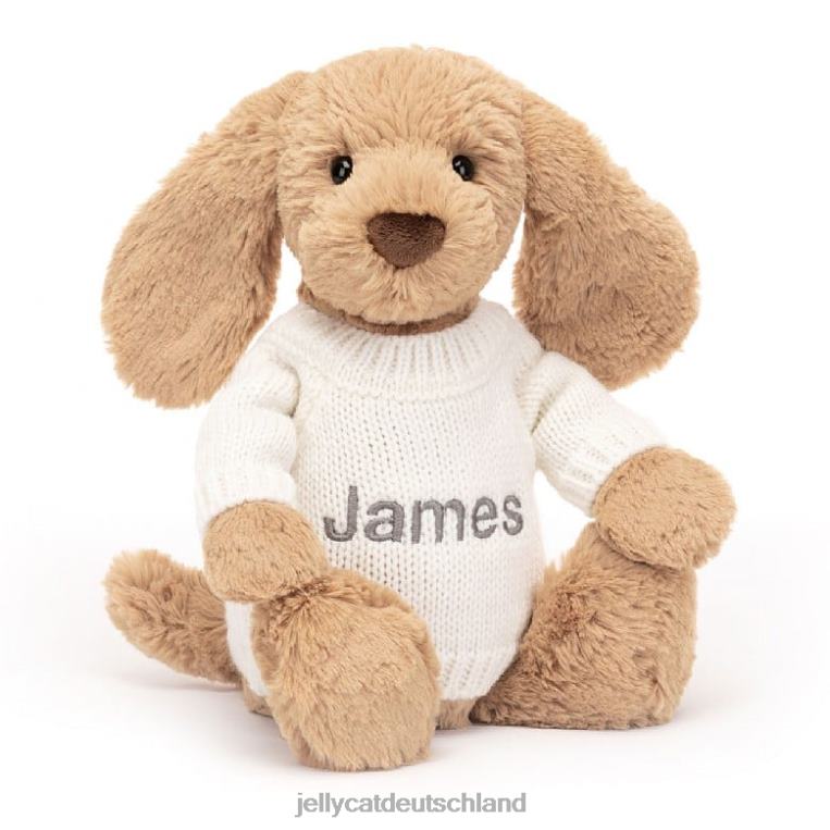 Jellycat schüchterner Toffee-Welpe mit personalisiertem cremefarbenen Pullover in Beige Spielzeug Z8424135