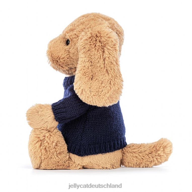 Jellycat schüchterner Toffee-Welpe mit personalisiertem marineblauem Pullover in Beige Spielzeug Z8424139