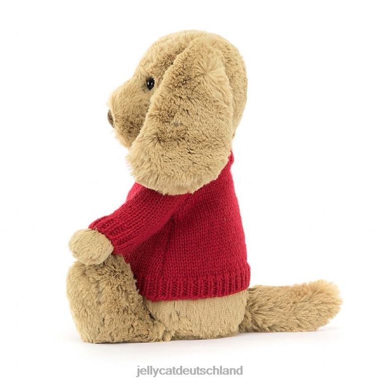 Jellycat schüchterner Toffee-Welpe mit personalisiertem roten Pullover in Beige Spielzeug Z8424158