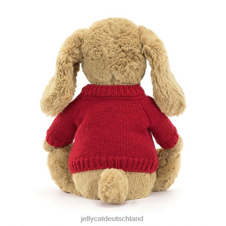 Jellycat schüchterner Toffee-Welpe mit personalisiertem roten Pullover in Beige Spielzeug Z8424158