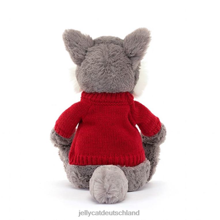 Jellycat schüchterner Wolf mit personalisiertem roten Pullover in Grau und Weiß Spielzeug Z8424241