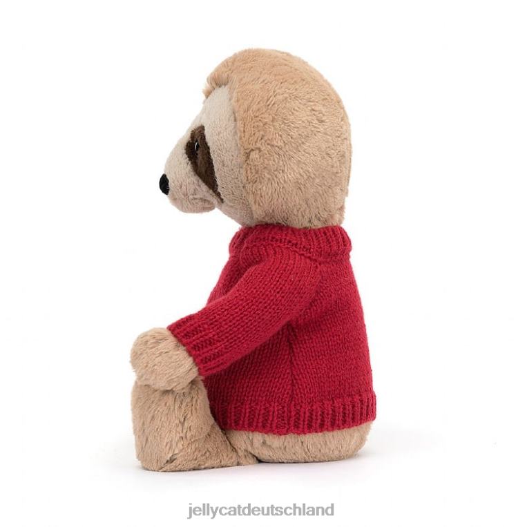 Jellycat schüchternes Faultier mit personalisiertem roten Pullover in Bräune Spielzeug Z8424205
