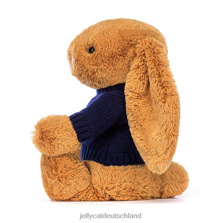 Jellycat Schüchterner Hase mit personalisiertem marineblauem Pullover in Gold Spielzeug Z8424471