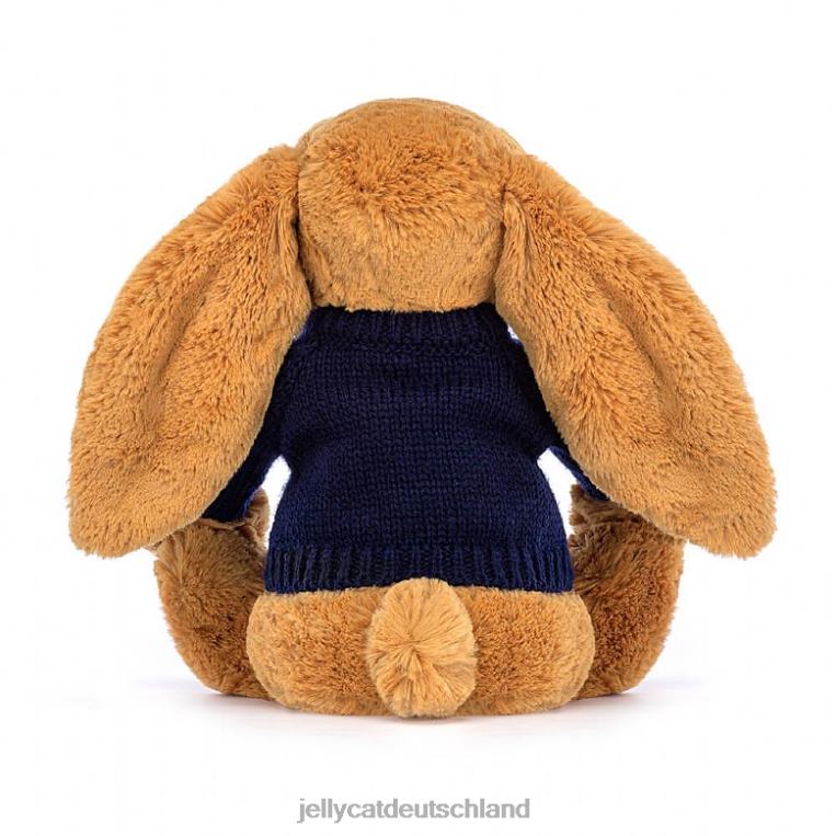 Jellycat Schüchterner Hase mit personalisiertem marineblauem Pullover in Gold Spielzeug Z8424471