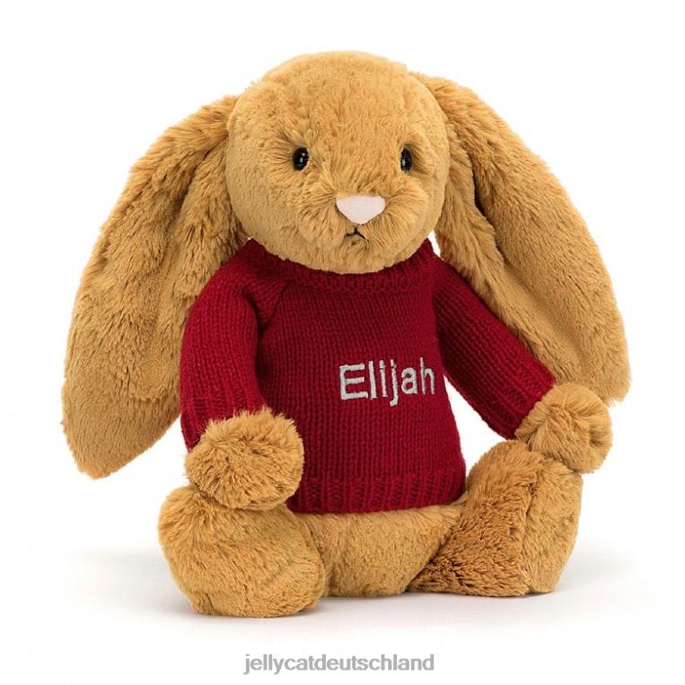 Jellycat Schüchterner Hase mit personalisiertem roten Pullover in Gold Spielzeug Z8424333