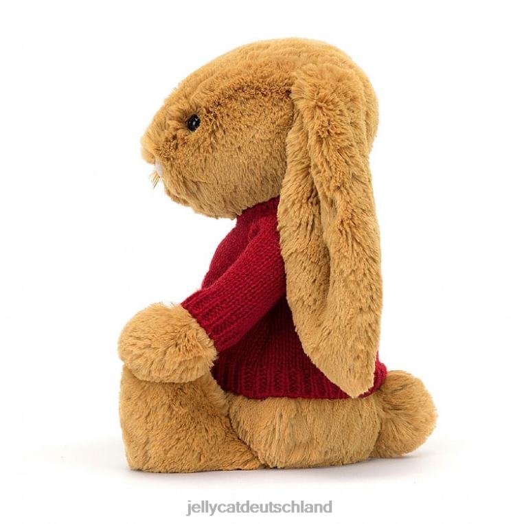 Jellycat Schüchterner Hase mit personalisiertem roten Pullover in Gold Spielzeug Z8424333