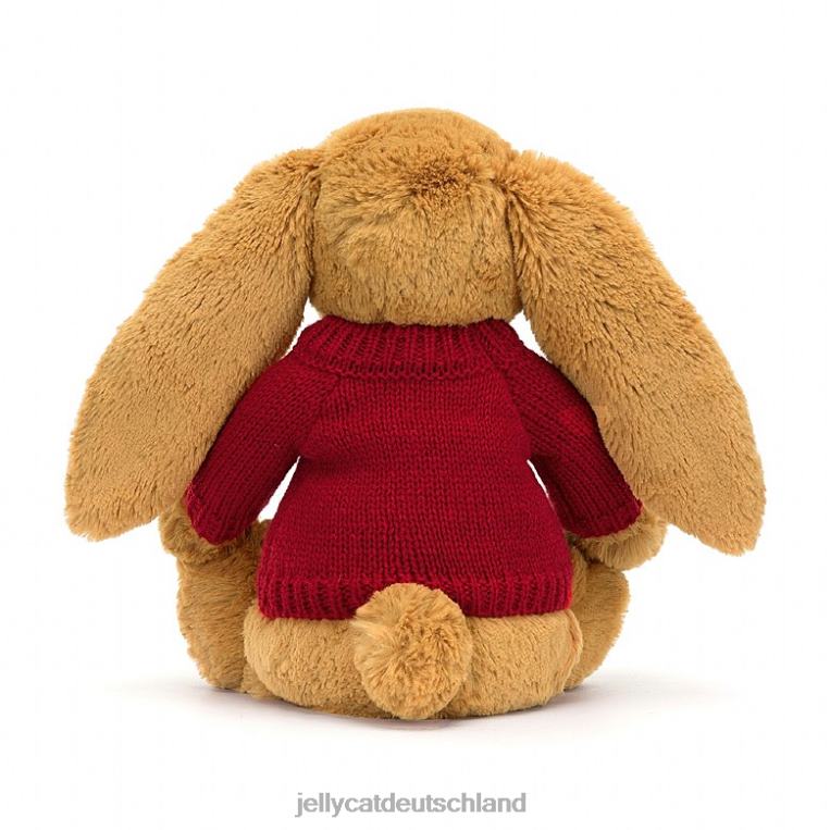 Jellycat Schüchterner Hase mit personalisiertem roten Pullover in Gold Spielzeug Z8424333