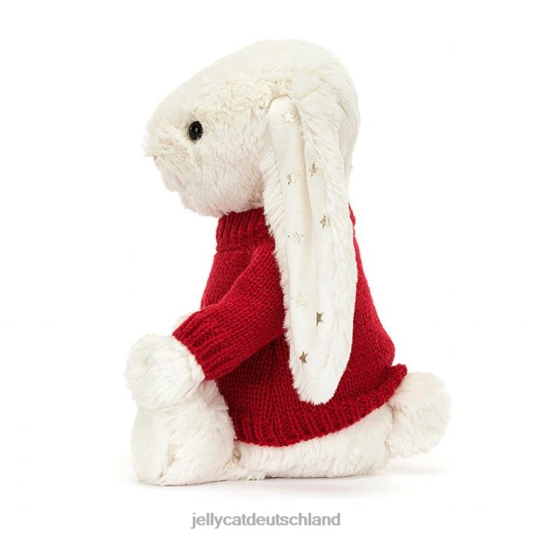 Jellycat Schüchternes, funkelndes Häschen mit personalisiertem roten Pullover in Creme Spielzeug Z8424213