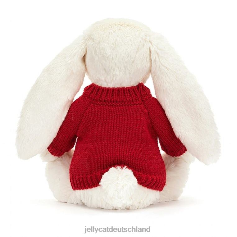 Jellycat Schüchternes, funkelndes Häschen mit personalisiertem roten Pullover in Creme Spielzeug Z8424213