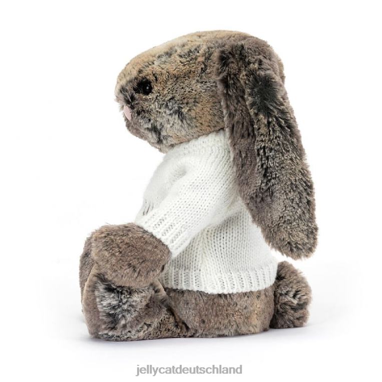 Jellycat schüchterner Baumwollschwanzhase mit personalisiertem cremefarbenen Pullover in Grau Spielzeug Z8424354