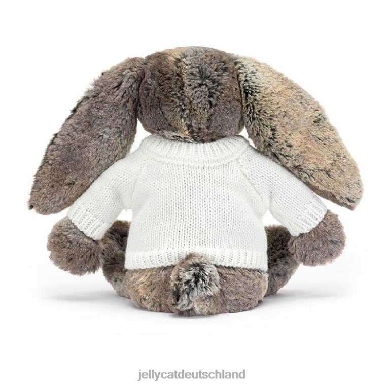 Jellycat schüchterner Baumwollschwanzhase mit personalisiertem cremefarbenen Pullover in Grau Spielzeug Z8424354