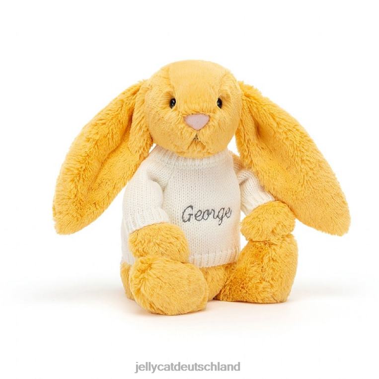 Jellycat schüchterner Hase mit personalisiertem cremefarbenen Pullover Sunshine Spielzeug Z8424483