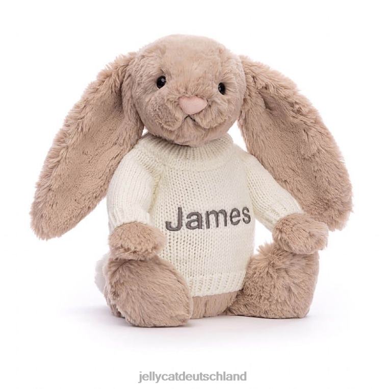 Jellycat schüchterner Hase mit personalisiertem cremefarbenen Pullover in Beige Spielzeug Z8424146