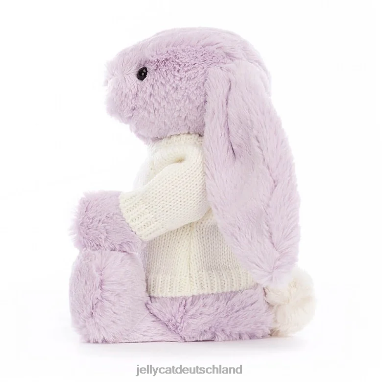 Jellycat schüchterner Hase mit personalisiertem cremefarbenen Pullover in Flieder Spielzeug Z8424257