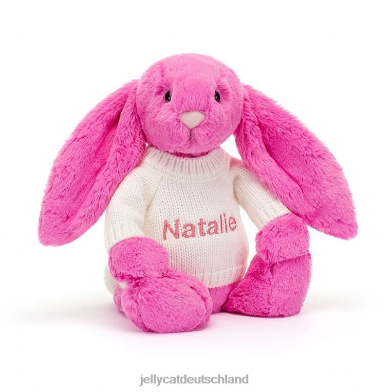 Jellycat schüchterner Hase mit personalisiertem cremefarbenen Pullover in Pink Spielzeug Z8424216