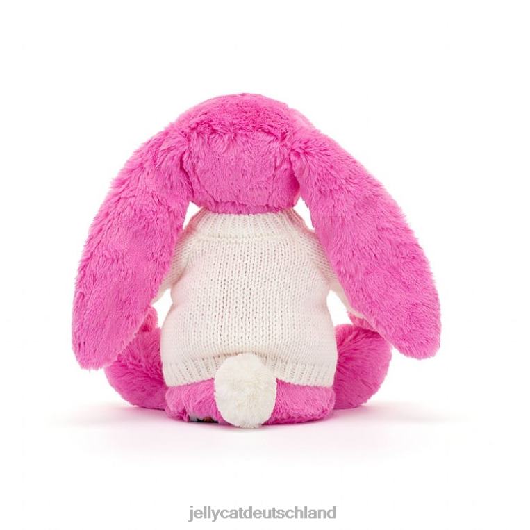 Jellycat schüchterner Hase mit personalisiertem cremefarbenen Pullover in Pink Spielzeug Z8424216