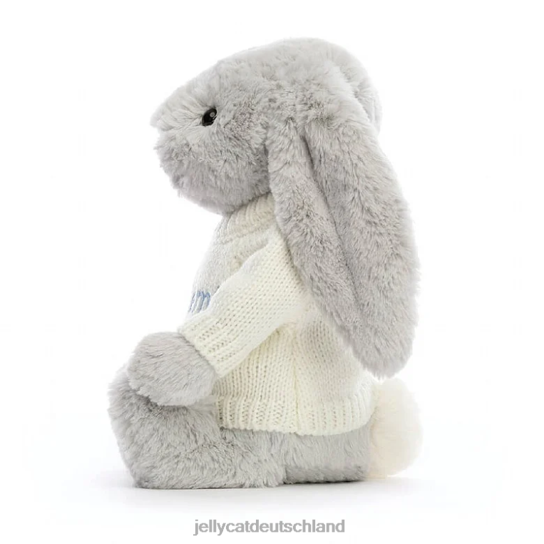 Jellycat schüchterner Hase mit personalisiertem cremefarbenen Pullover in Silber Spielzeug Z8424371