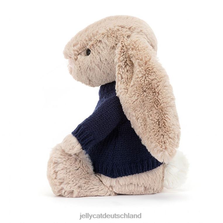 Jellycat schüchterner Hase mit personalisiertem marineblauem Pullover in Beige Spielzeug Z8424147
