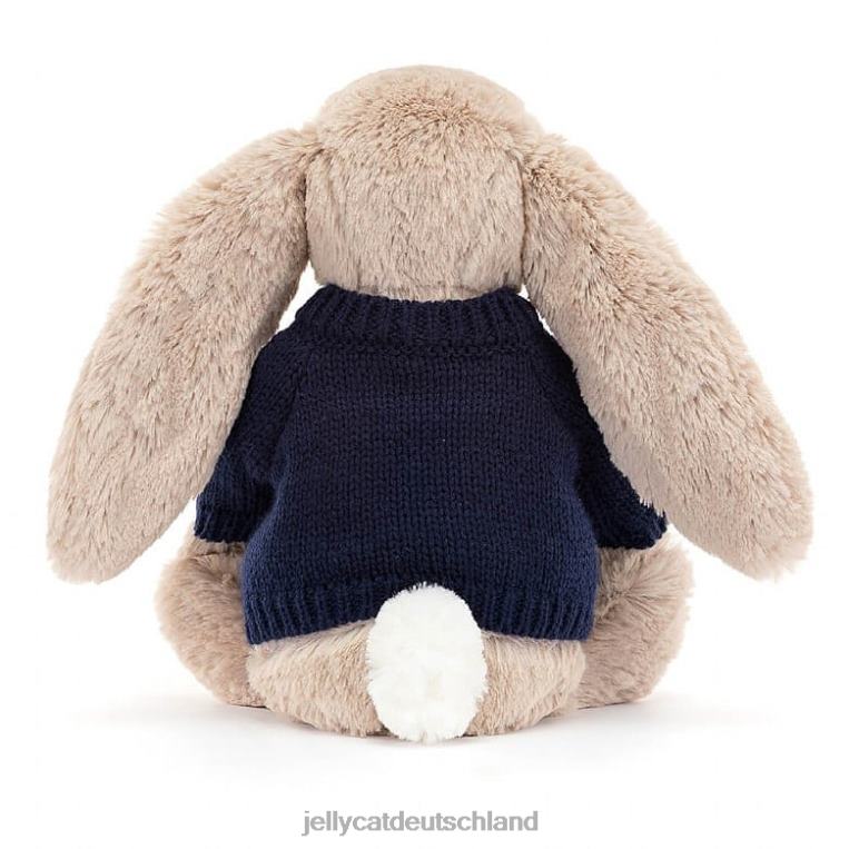 Jellycat schüchterner Hase mit personalisiertem marineblauem Pullover in Beige Spielzeug Z8424147