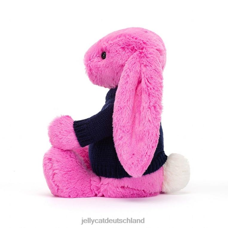 Jellycat schüchterner Hase mit personalisiertem marineblauem Pullover in Pink Spielzeug Z8424470