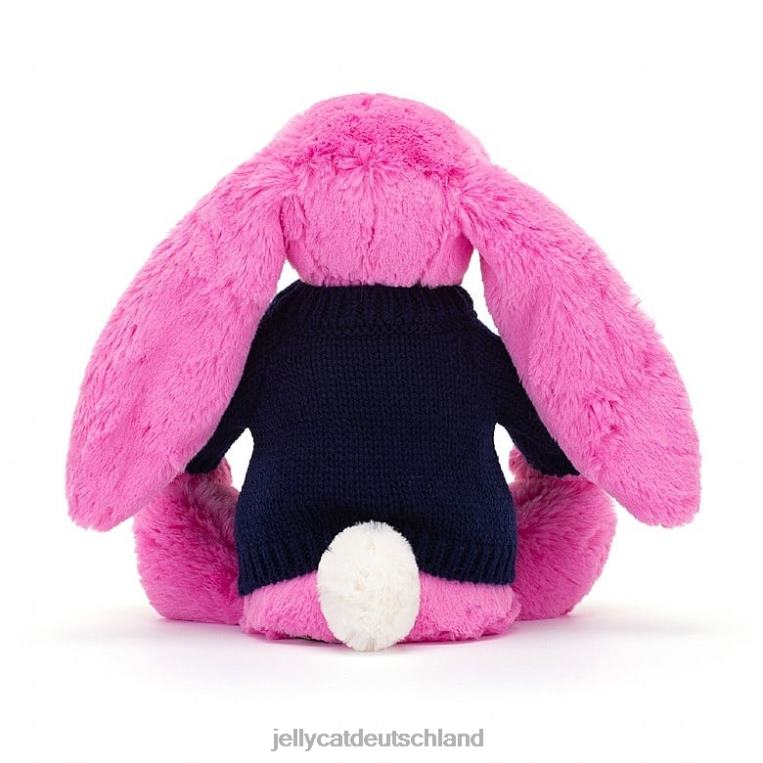 Jellycat schüchterner Hase mit personalisiertem marineblauem Pullover in Pink Spielzeug Z8424470