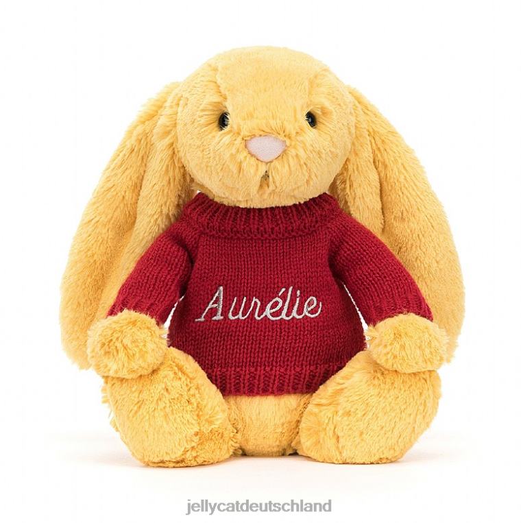 Jellycat schüchterner Hase mit personalisiertem roten Pullover Sonnenschein Spielzeug Z8424332