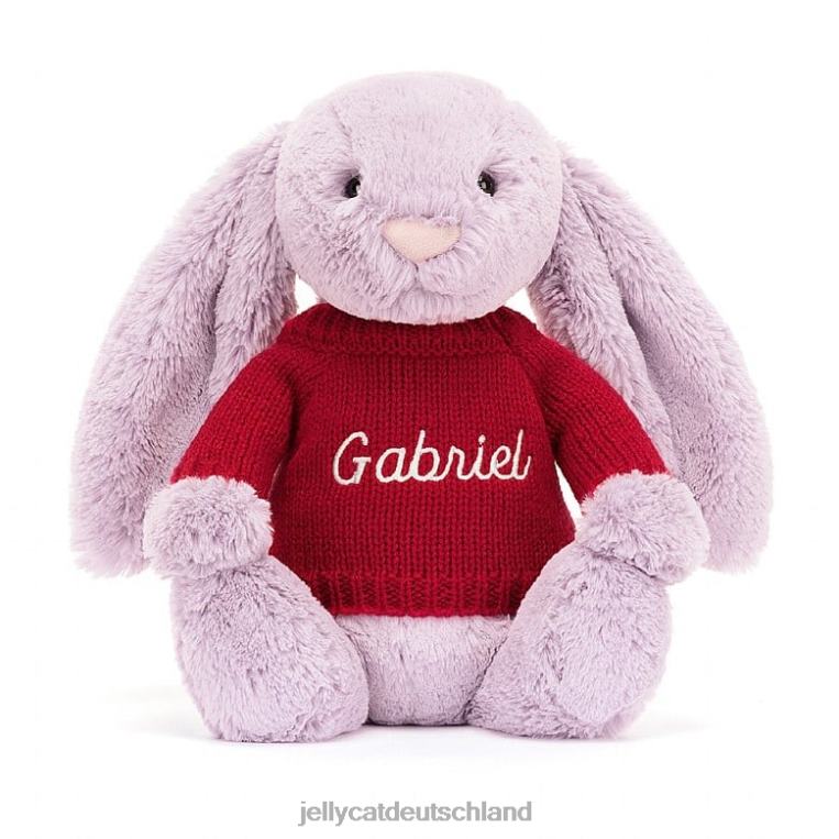 Jellycat schüchterner Hase mit personalisiertem roten Pullover flieder Spielzeug Z8424300