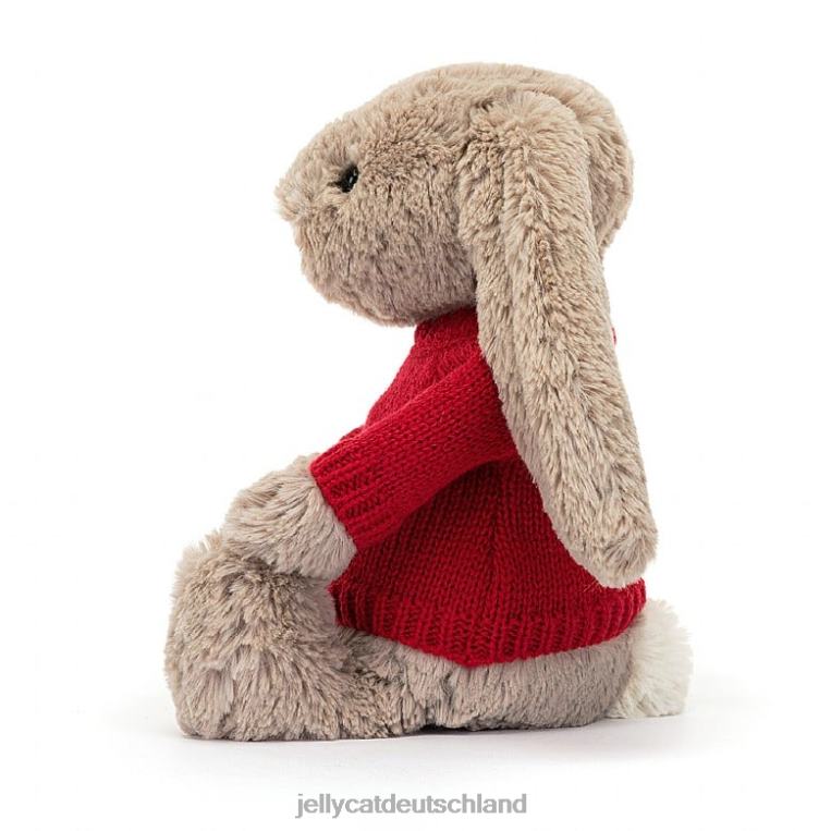 Jellycat schüchterner Hase mit personalisiertem roten Pullover in Beige Spielzeug Z8424178