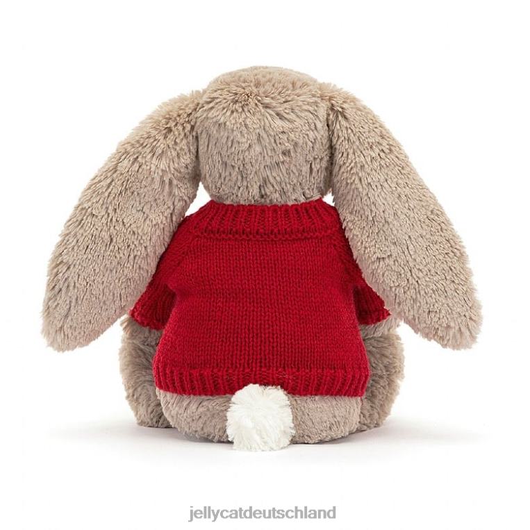 Jellycat schüchterner Hase mit personalisiertem roten Pullover in Beige Spielzeug Z8424178